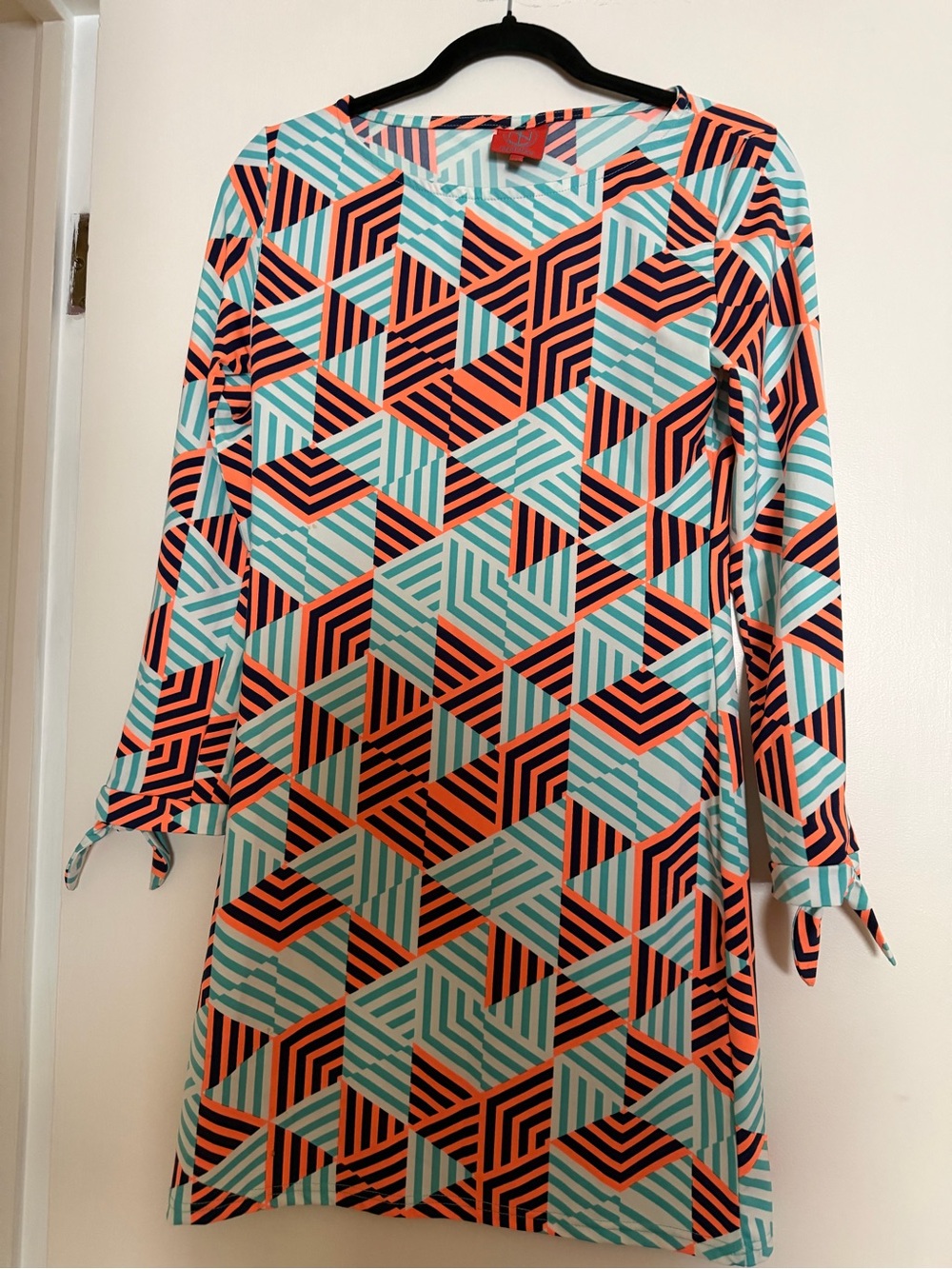 Tracy Negoshian Geometric Mini Dress - Aqua & Coral